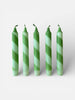 Hand Dipped Colourful Green Stripe Candy Cane Candles - Hauslife