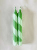 Hand Dipped Colourful Green Stripe Candy Cane Candles - Hauslife