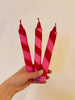 Hand Dipped Colourful Red & Pink Stripe Candy Cane Candles - Hauslife