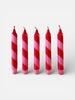 Hand Dipped Colourful Red & Pink Stripe Candy Cane Candles - Hauslife