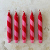 Hand Dipped Colourful Red & Pink Stripe Candy Cane Candles - Hauslife