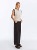 Hollow Knit Tank Top with Ruffle Sleeves - Hauslife