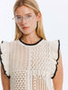 Hollow Knit Tank Top with Ruffle Sleeves - Hauslife
