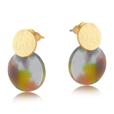 Hope Metal and Resin Small Disc Earrings - Hauslife