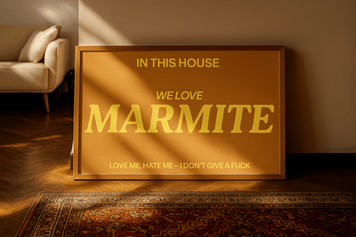 In this house we love Marmite Typography print - Hauslife