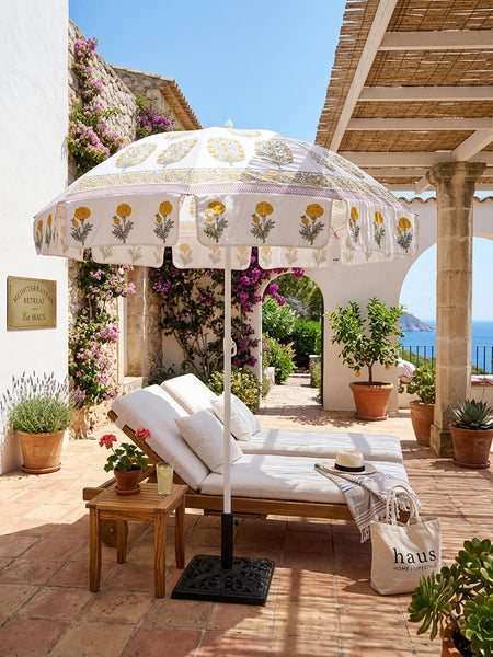Jaipur Citrus Grove Hand-Block Garden Parasol - Hauslife