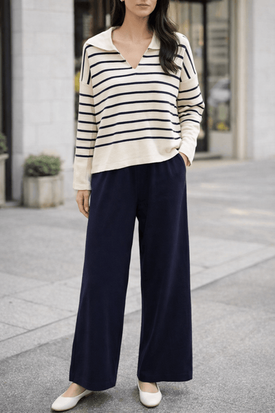 Knit Co - ords in Cream and Navy Stripes - Hauslife