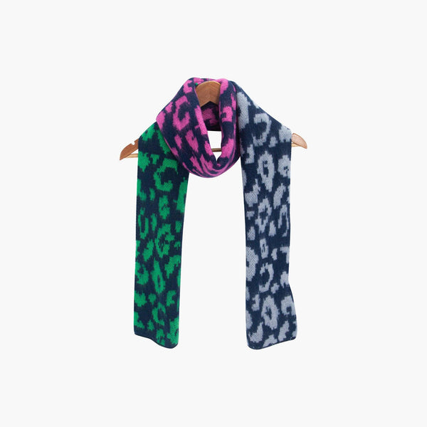Kyra Navy Blue Leopard Heavyweight Scarf - Hauslife