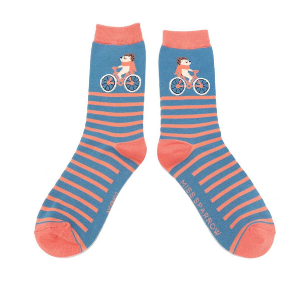 Ladies' Bamboo Socks - Cycling Hedgehogs - Hauslife