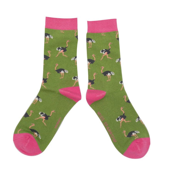 Ladies' Bamboo Socks - Green Ostrich - Hauslife