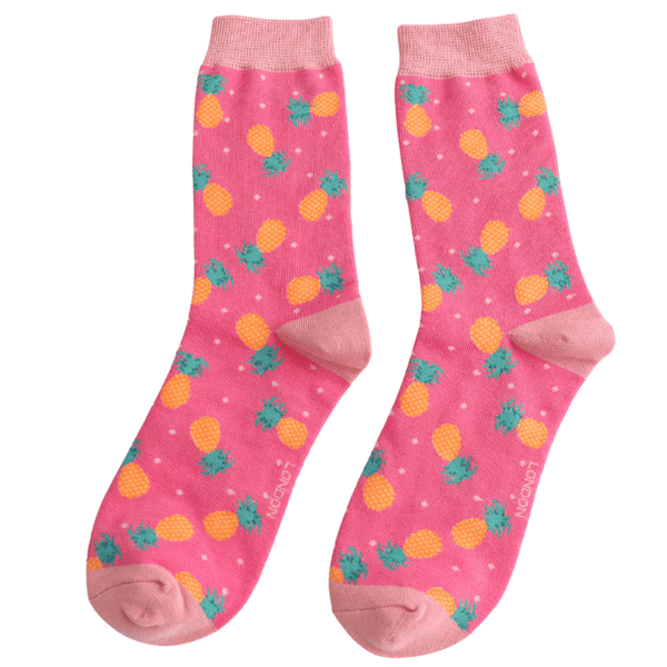 Ladies' Bamboo Socks - Pink Pineapples - Hauslife