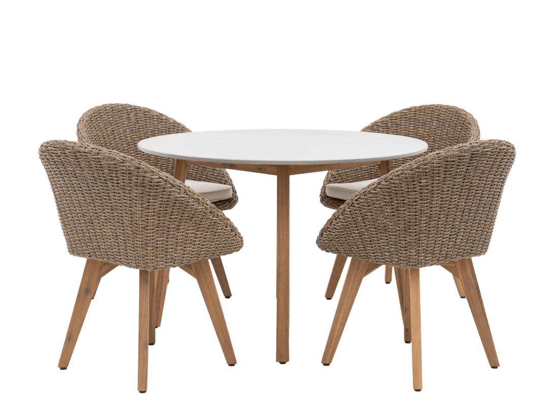 Lansdown 4 Seater Round Garden Dining Set - Hauslife