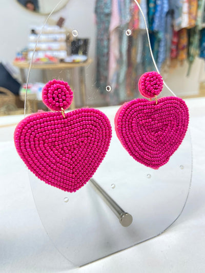 Large Heart Beaded Earrings - Hauslife