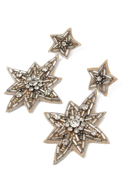 Large Silver Double Star Earrings - Hauslife