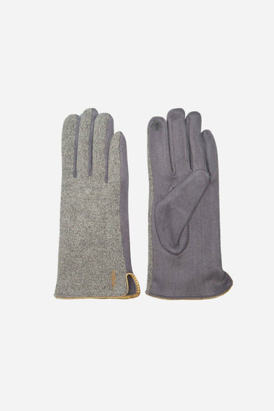 Light Grey Gold Lightning Bolt Trim Detail Gloves - Hauslife