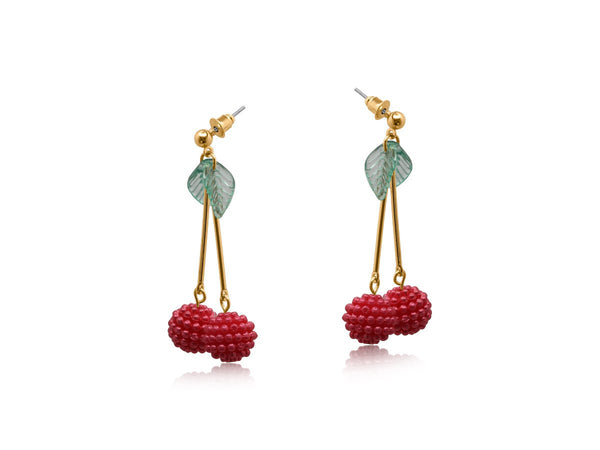 Lilly Beaded Cherry Earrings - Hauslife