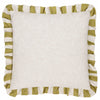 Linen Stripe Printed Ruffle Cushion Linen/Olive - Hauslife
