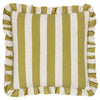 Linen Stripe Printed Ruffle Cushion Linen/Olive - Hauslife