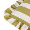 Linen Stripe Printed Ruffle Cushion Linen/Olive - Hauslife