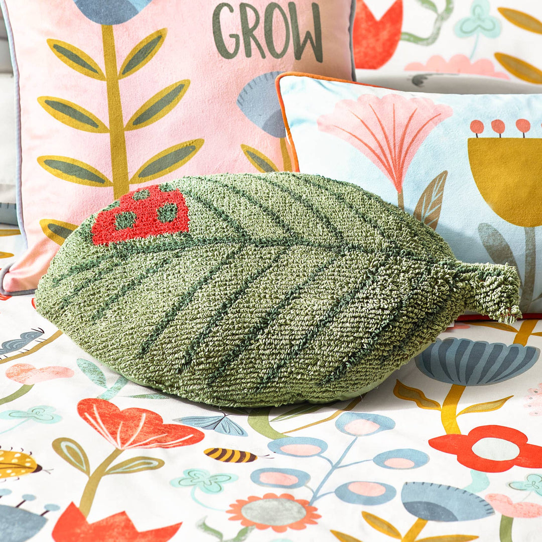 Little Nature Leaf Knitted Kids Cushion Green - Hauslife