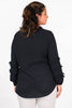 Long Frill Sleeve Grandad Collar Shirt in Navy Blue - Hauslife