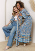 Long Sleeve Maxi Kimono in Blue Paisley Print - Hauslife