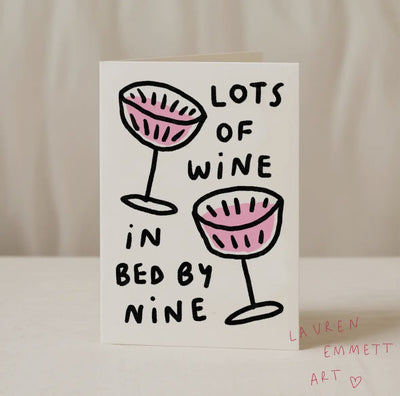 Lots of Wine, Bed by Nine Card - Hauslife