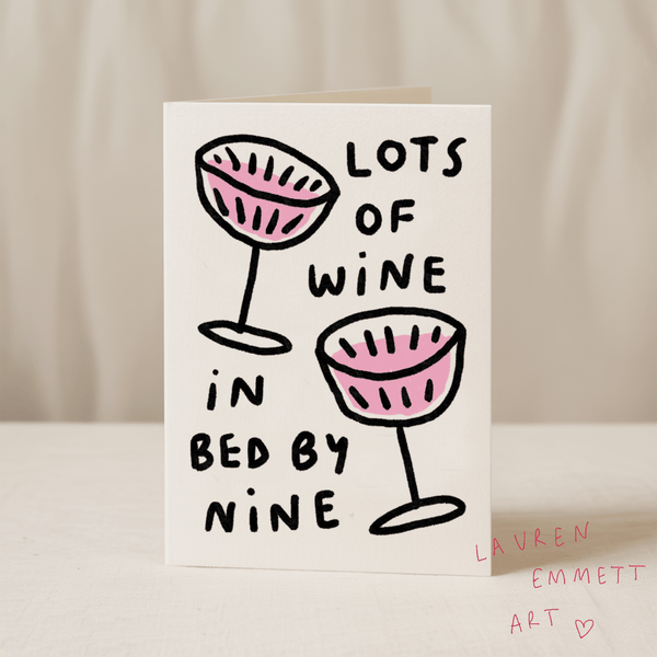 Lots of wine in bed by nine 5x7/A6 card - Collab X LEA: Cello Bag (Biodegradable) / A6 - Hauslife