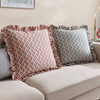 Lulah Block Printed Ruffle Cushion Linen/Blue - Hauslife