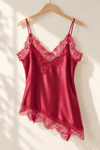 Margot Lace Satin Cami – Berry - Hauslife