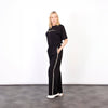 Margot Wide Leg Trouser - Black/Gold, Wavy Stripe - Hauslife