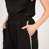 Margot Wide Leg Trouser - Black/Gold, Wavy Stripe - Hauslife