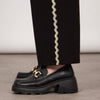 Margot Wide Leg Trouser - Black/Gold, Wavy Stripe - Hauslife