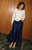 Marina Satin Jacquard Midi Skirt – Navy - Hauslife