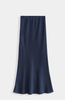 Marina Satin Jacquard Midi Skirt – Navy - Hauslife
