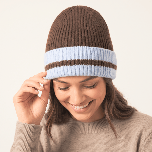Martha Beanie Hat in Brown/Blue - Hauslife