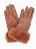 Maya Faux Fur Cuff Gloves - Tan, PU - Hauslife