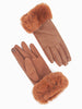 Maya Faux Fur Cuff Gloves - Tan, PU - Hauslife