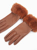 Maya Faux Fur Cuff Gloves - Tan, PU - Hauslife
