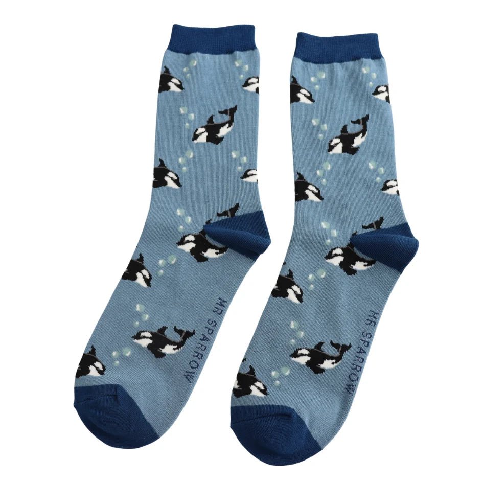 Men's Bamboo Socks - Denim Orcas - Hauslife