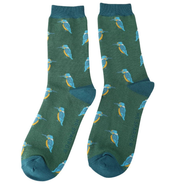 Men's Bamboo Socks - Green Kingfishers - Hauslife