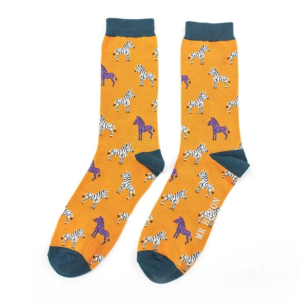 Men's Bamboo Socks - Mustard Zebras - Hauslife