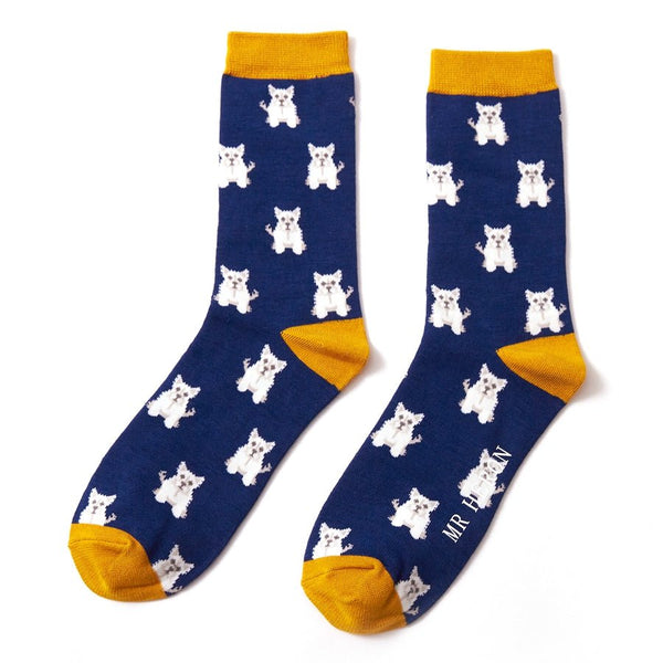 Men's Bamboo Socks - Navy Westies - Hauslife