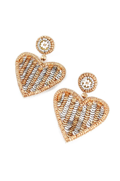 Metallic Sequin Heart Earrings - Hauslife