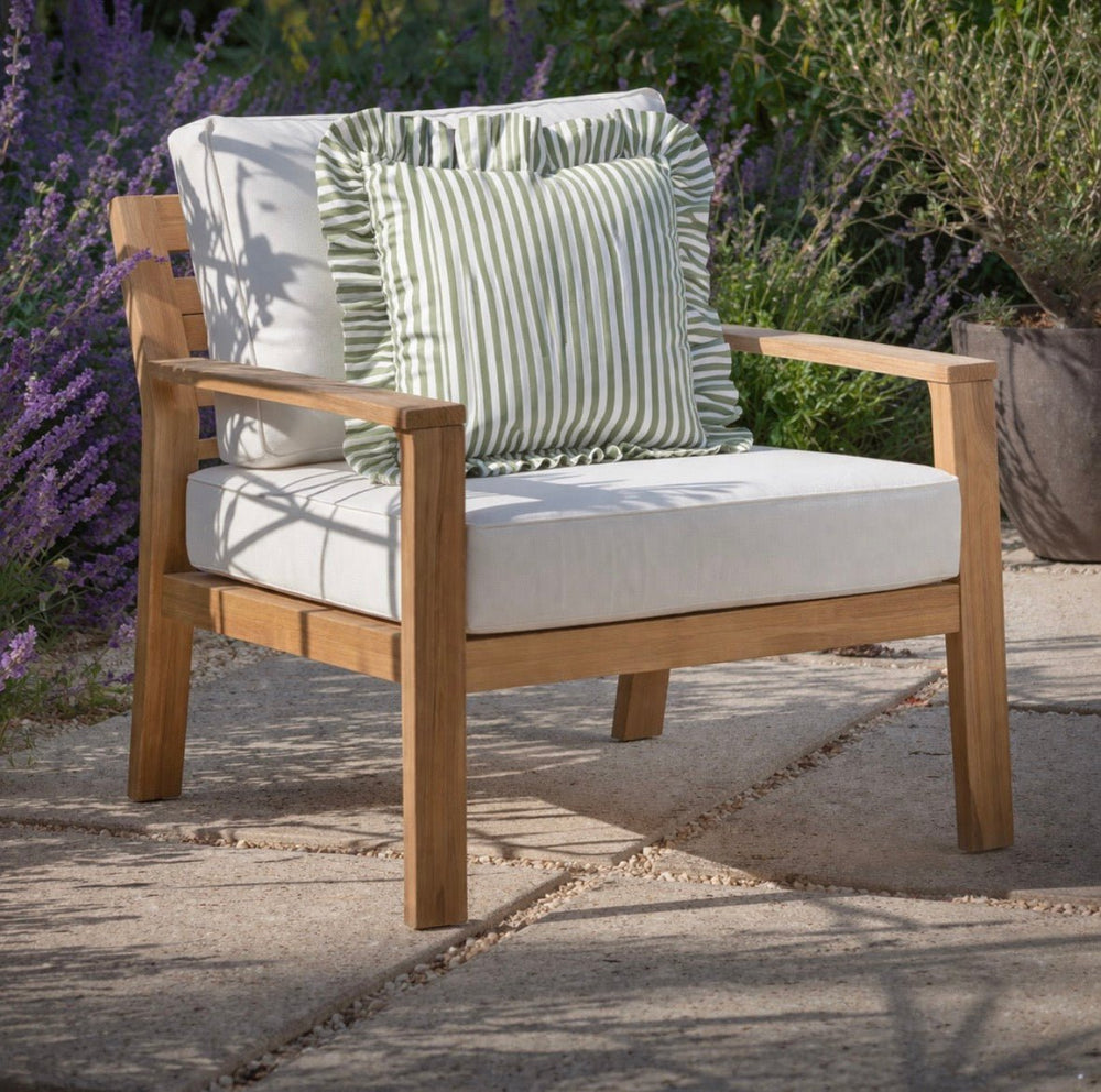 Millie Ruffle Striped Outdoor Cushion Green - Hauslife