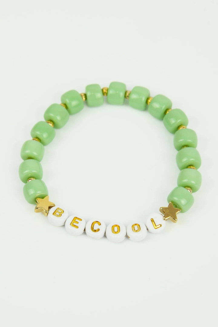 MINT GREEN BEADED BE COOL LETTER BRACELET - Hauslife
