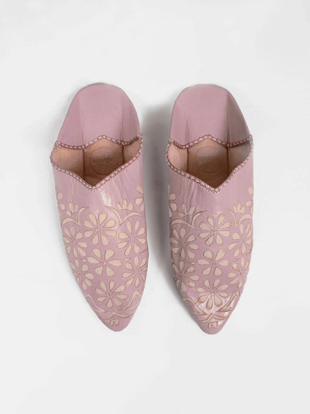 Moroccan Decorative Babouche Slippers, Vintage Pink - Hauslife