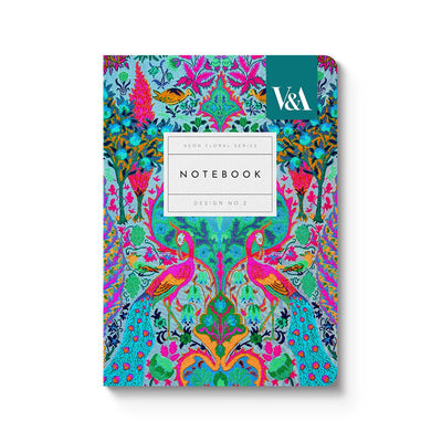 Neon Floral Peacock Premium Paperback Notebook - Hauslife