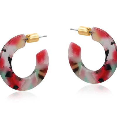 Octavia Flat Oval Resin Hoop Earrings - Hauslife