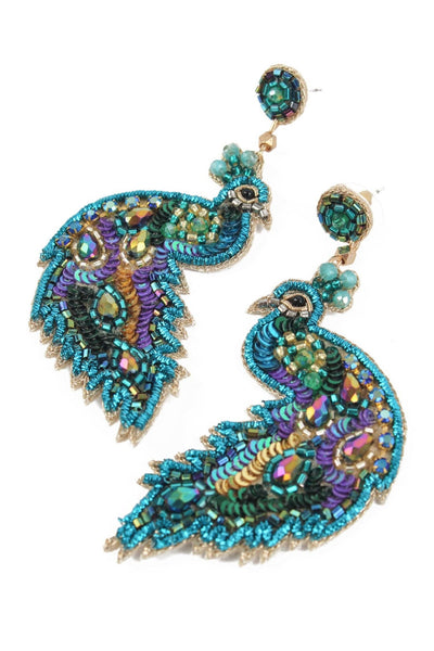 Peacock Beaded Earrings - Hauslife